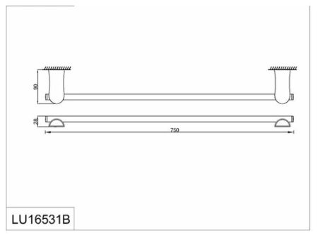 Полотенцедержатель одинарный 70 см. RUSH Luson LU16531B